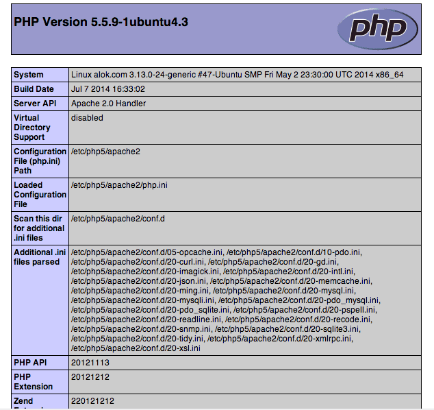 phpinfo