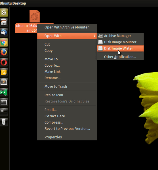 Right click on image Choose Image Writer