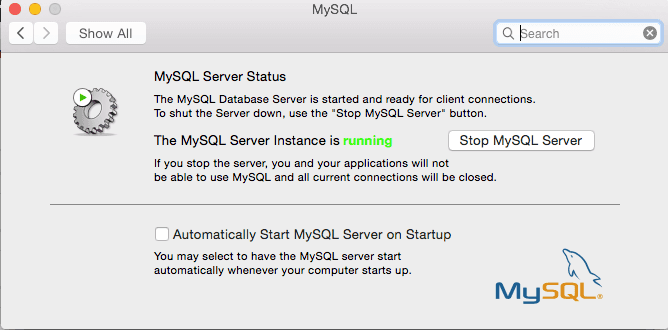 MySQL Prefrencepane yosemite