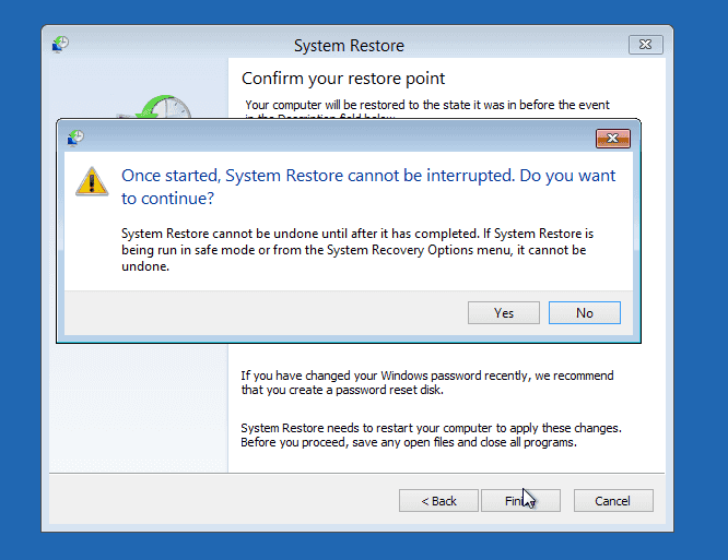 System Restore Warning 