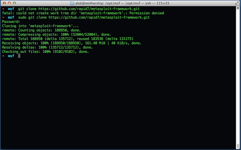 cloning metasploit to local