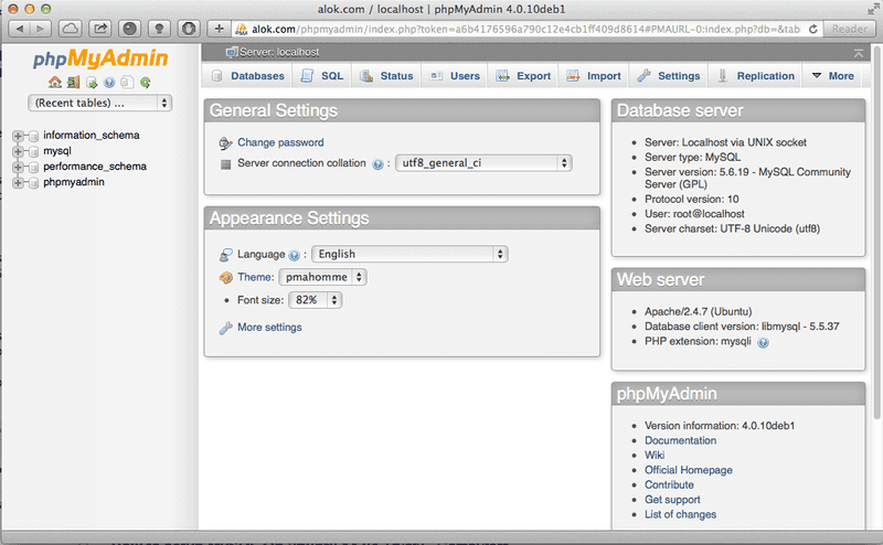 phpmyadmin on ubuntu 