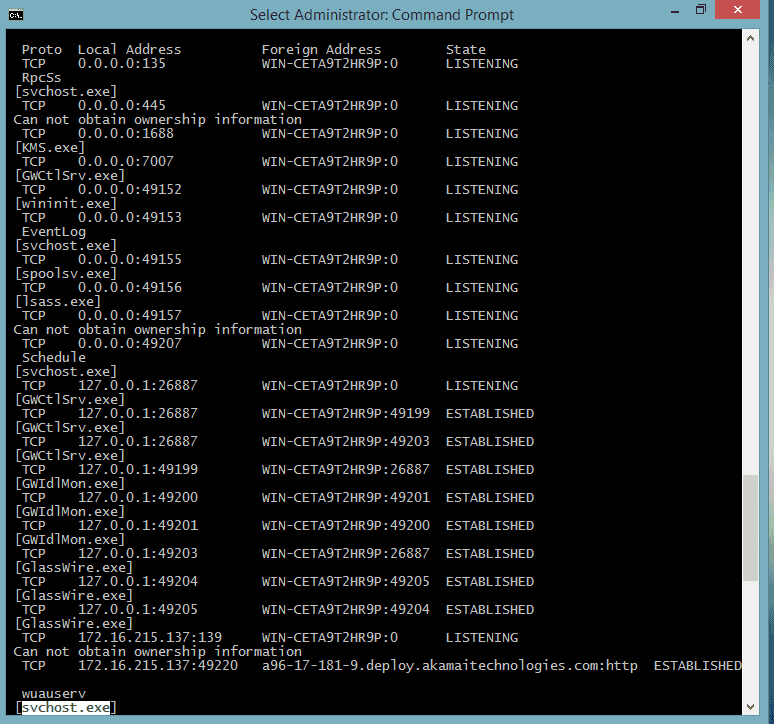 netstat in windows