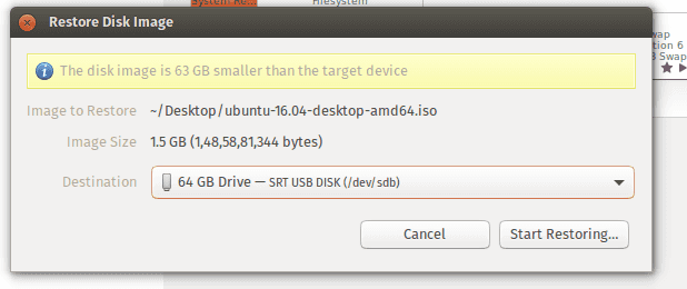 Choose target USB drive