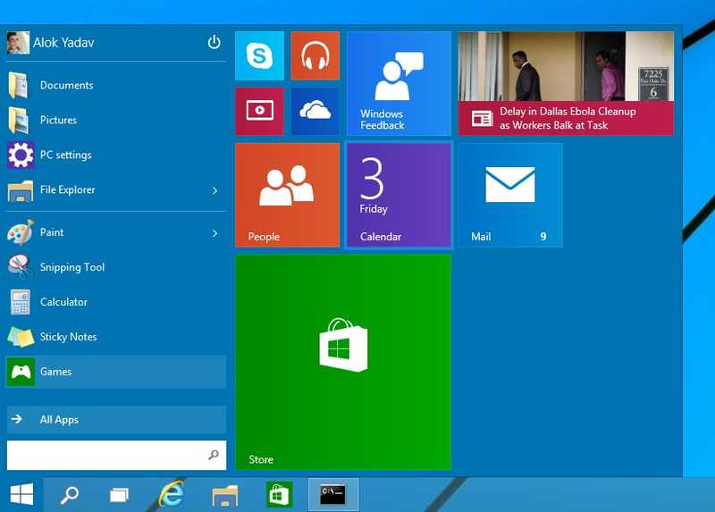 Windows 10 Start menu