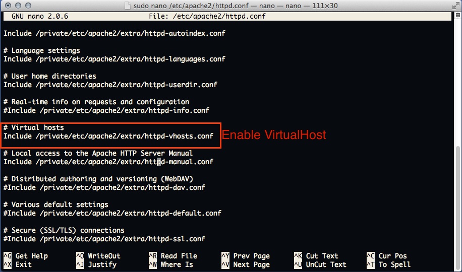 mac os x apache virtual host