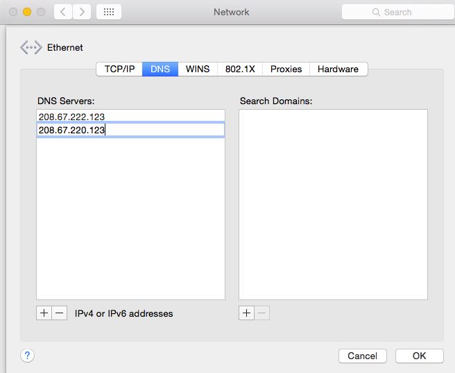 openDNS in mac